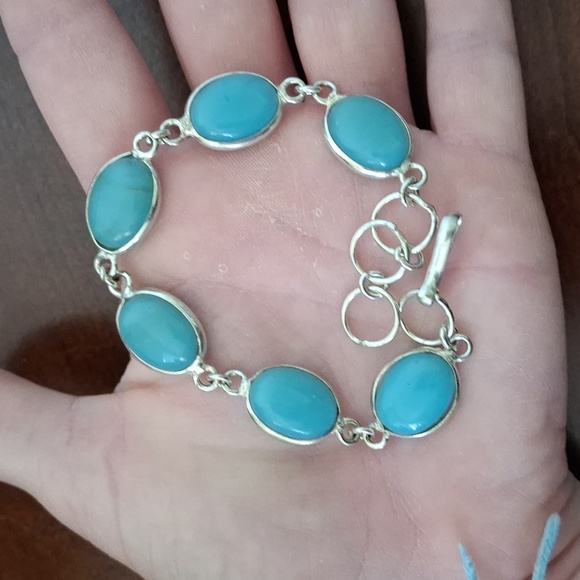 New Blue Chalcedony Silver Bracelet. - Picture 5 of 6